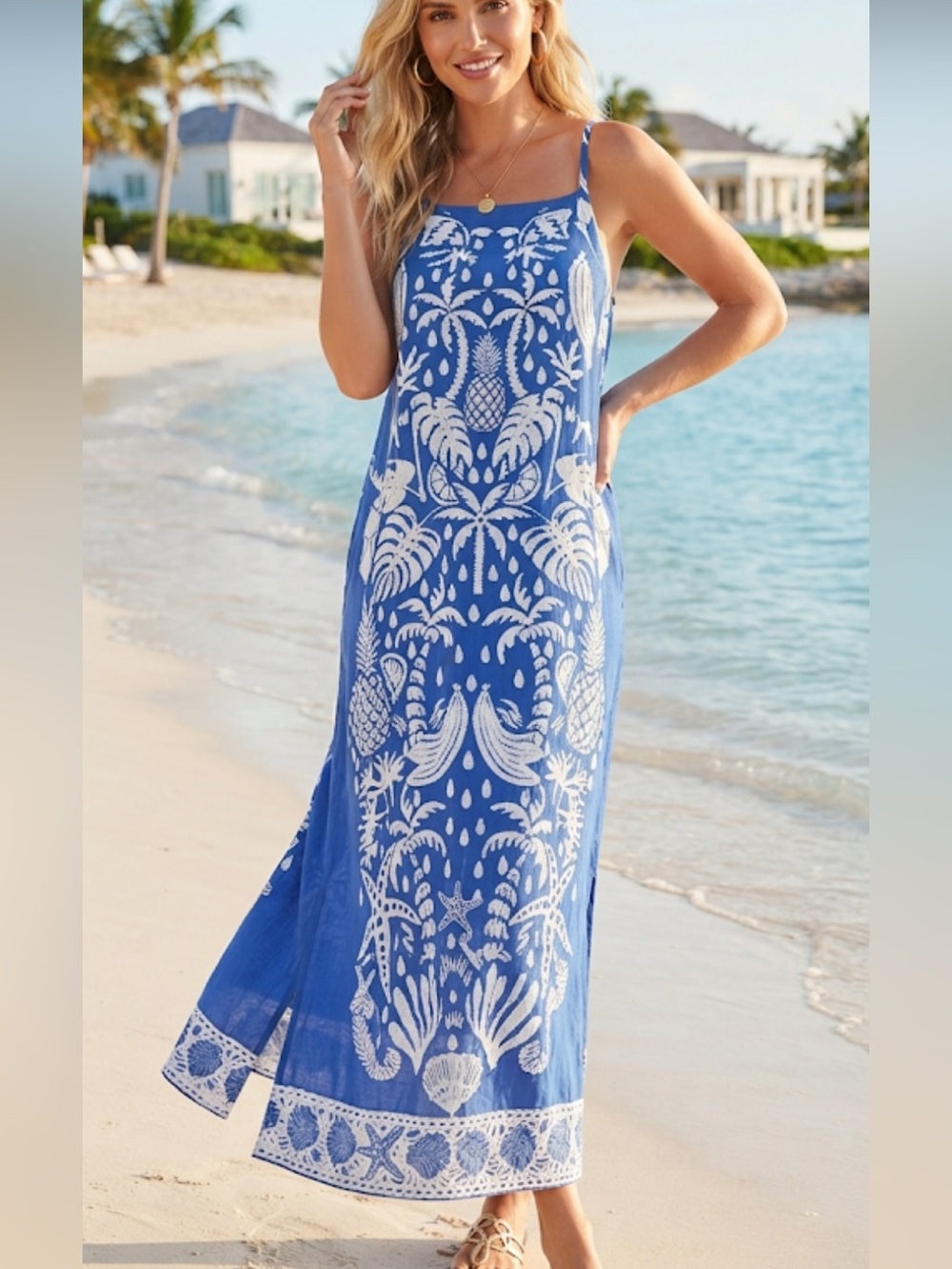 New 1. State Blue and White Beach Dress size XL